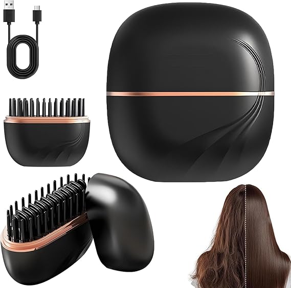 Revolutionary Cordless 2-in-1 Hair Straightener Brush & Curler for Effortless Styling