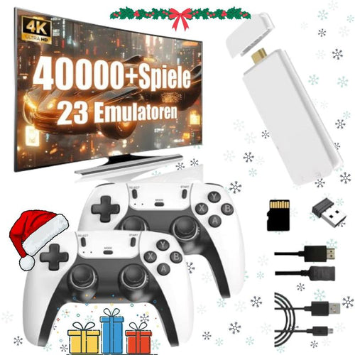 40,000+ Games Christmas Console Retro Game Stick 4K HDMI Plug & Play Dual Wireless Controllers Perfect Xmas Gift for Kids & Adults Gaming Stick 40000 Games