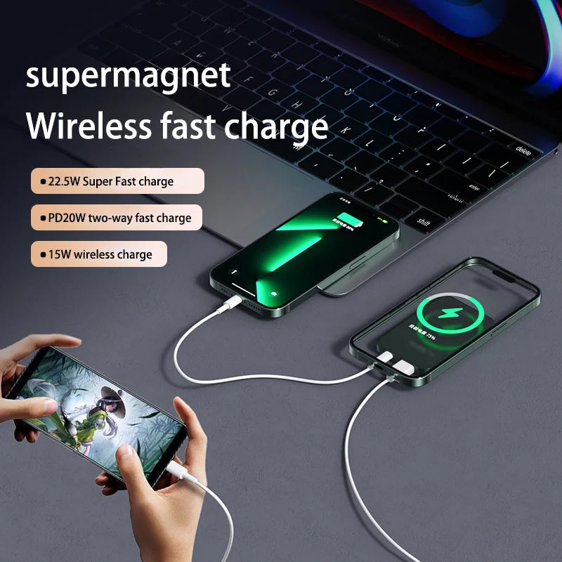 Magnetic 20000mAh Wireless Power Bank - 22.5W Fast Charging for iPhone & Samsung - Perfect for Travel!