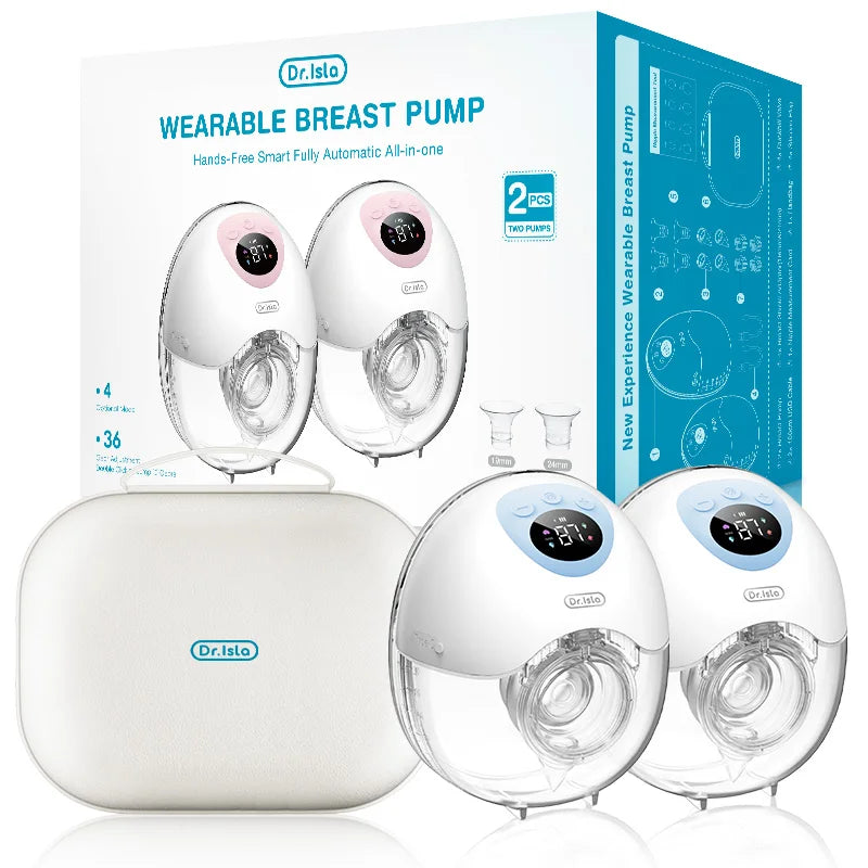 MAMIJOY Wearable Electric Breast Pump - 2 Pack with 4 Modes and 36 Suction Levels for Effortless Hands-Free Breastfeeding