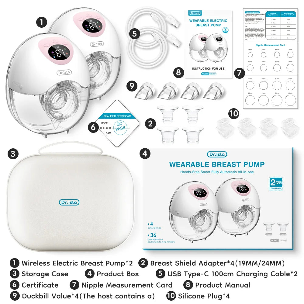 MAMIJOY Wearable Electric Breast Pump - 2 Pack with 4 Modes and 36 Suction Levels for Effortless Hands-Free Breastfeeding