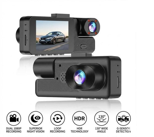 Full HD 4K Dual Camera Dash Cam with IR Night Vision G-Sensor 3.16" IPS Screen Loop Recording Car Driving Recorder for Safety & Evidence